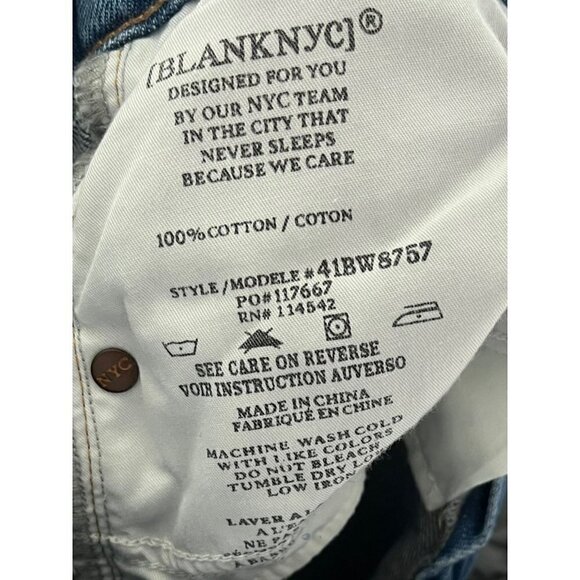 Blank NYC Shorts Women's Sz 26‎ Denim Distressed Raw Hem High Waisted Blue - Picture 8 of 11